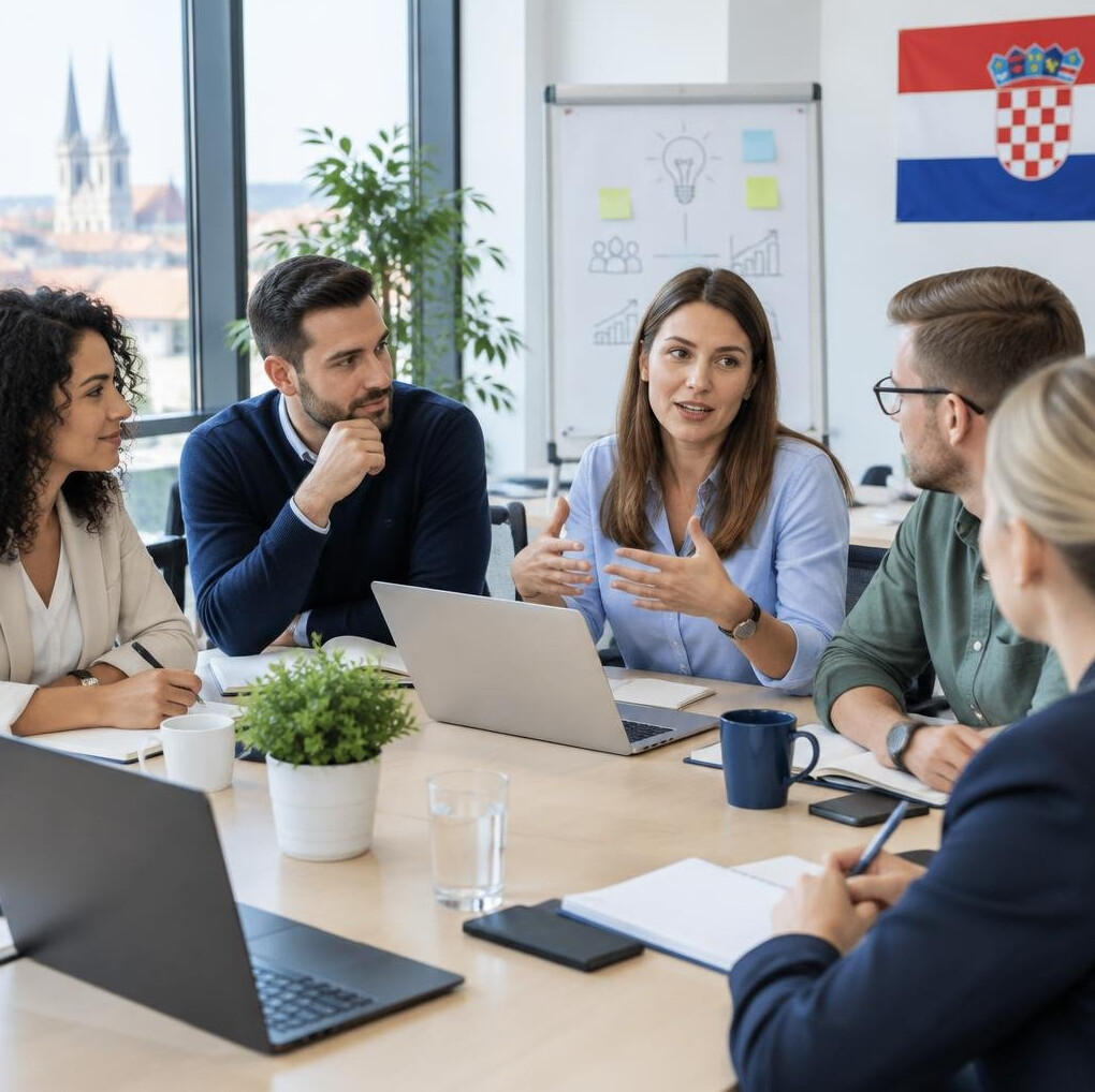 Group of professionals collaborating during a training workshop